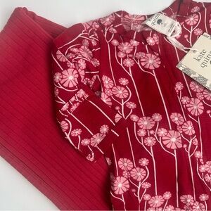 NWT Kate Quinn Newborn Valentine Set Footie & Swaddle Blanket Red Pink White